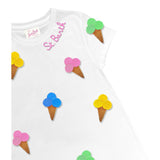 Saint Barth Abito Mezza Manica Tinta Unita con Ricami per Bambina ABBEY BIANCO SAINT BARTH 