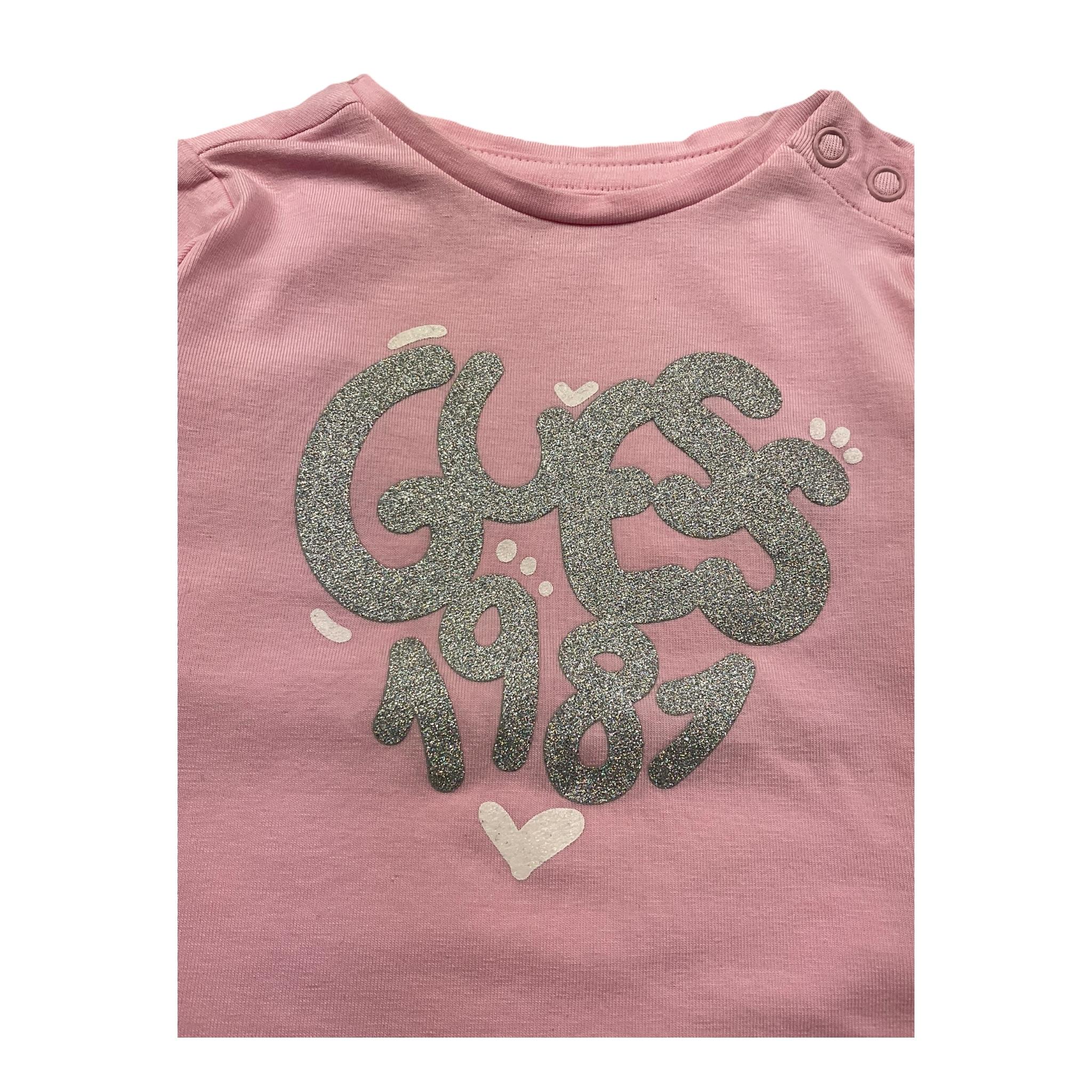 Guess Shirt Girocollo Tinta Unita con Logo per Neonata A5RI01K6YW4 ROSA GUESS 