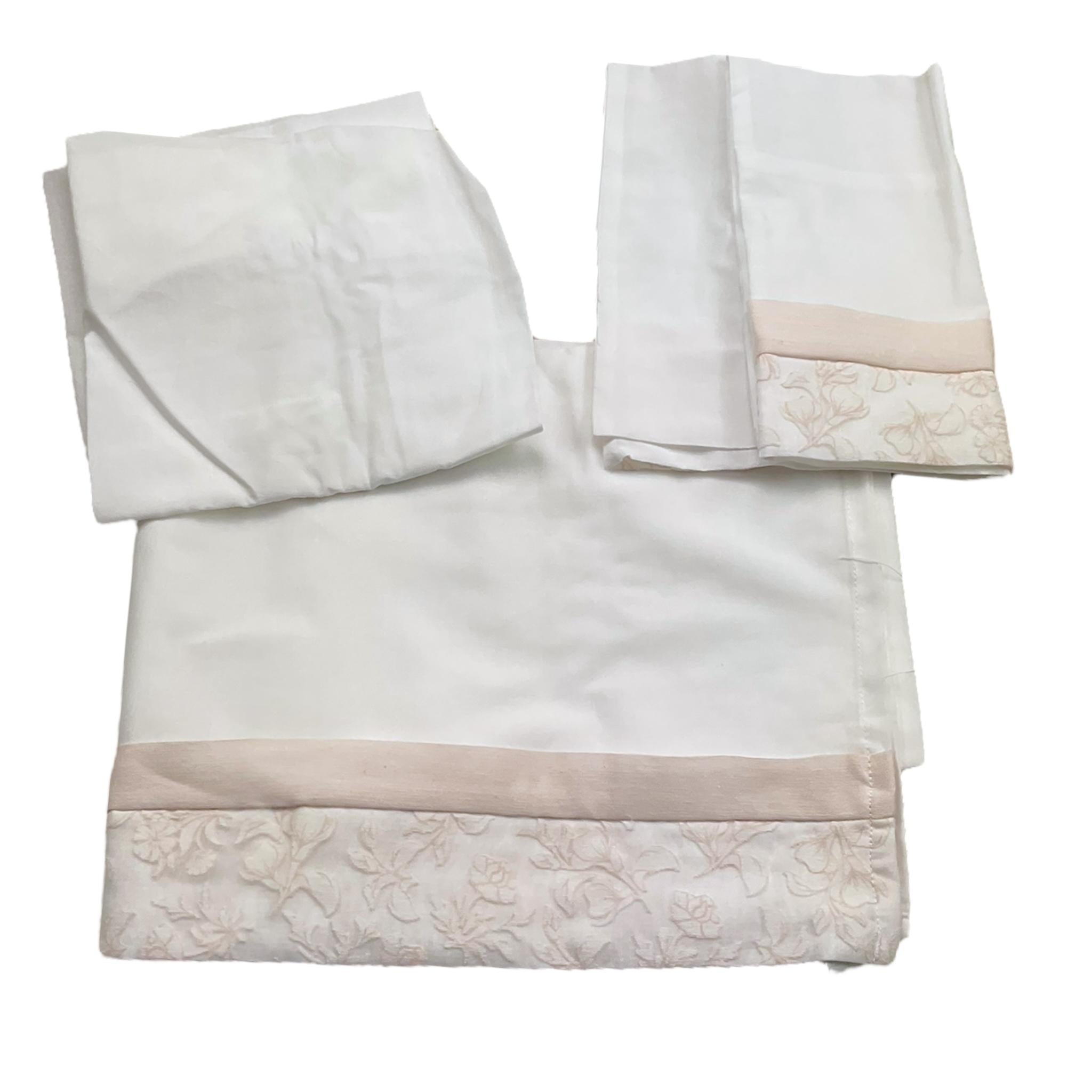 Ninnaoh Set 3 Pezzi Lenzuola Tinta Unita con Applicazioni per Neonata E25LE1 BIANCO NINNAOH 