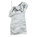 Marc Ellis Abito Monospalla Tinta Unita con Logo per Bambina JMJDR01239X BIANCO MARC ELLIS 