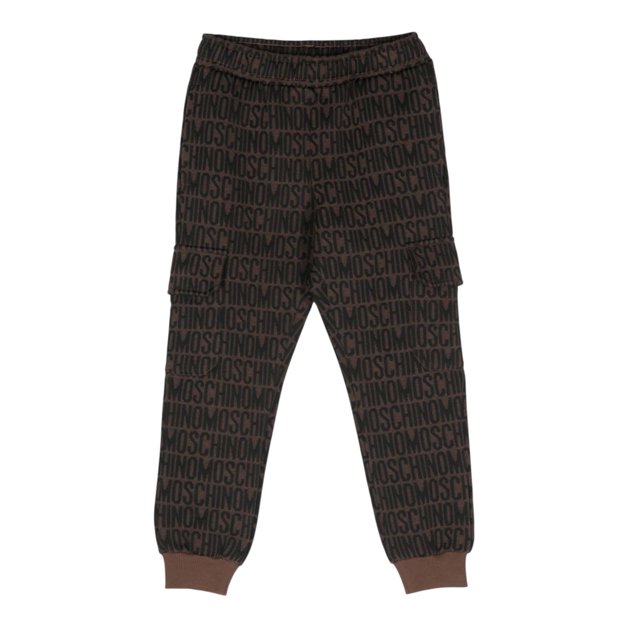 MOSCHINO pantalone tuta tinta unita con stampe logo Marrone per Bambino HUP07R MARRONE MOSCHINO 