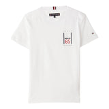 Tommy Hilfiger T-Shirt Girocollo Tinta Unita con Stampa per Bambino KB0KB09536 BIANCO TOMMY HILFIGER 