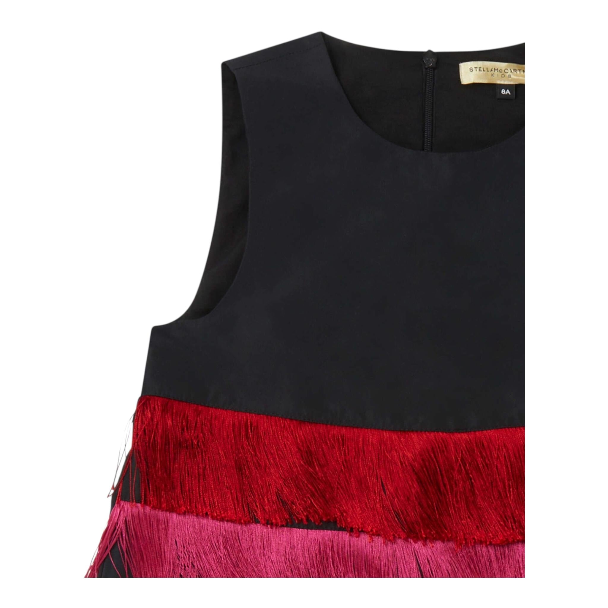 STELLA McCARTNEY abito tinta unita giromanica con frange Nero per Bambina TT1F72 NERO STELLA McCARTNEY 