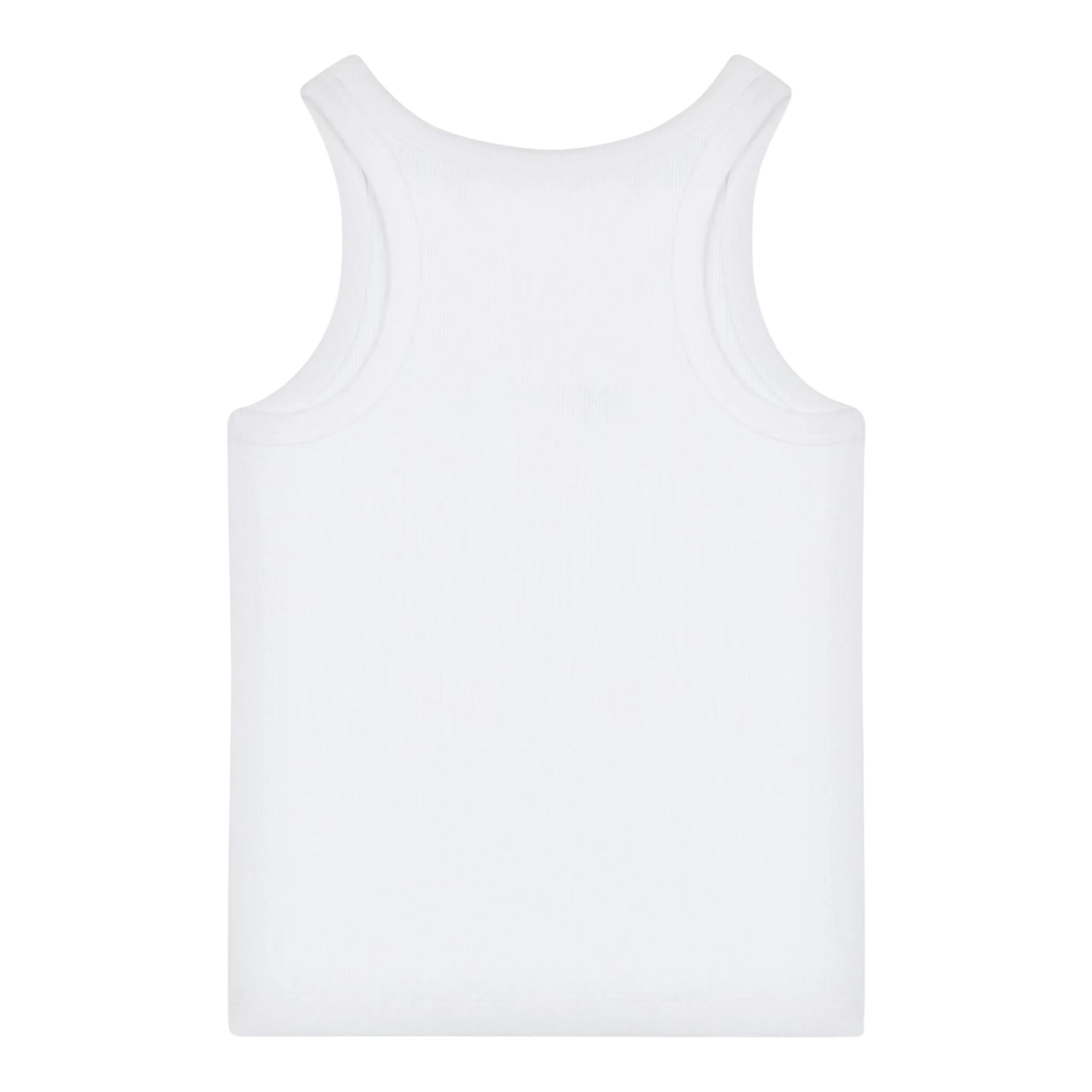 Moschino Canotta Girocollo Tinta Unita con Ricamo Logo per Bambina HDM06 BIANCO MOSCHINO 