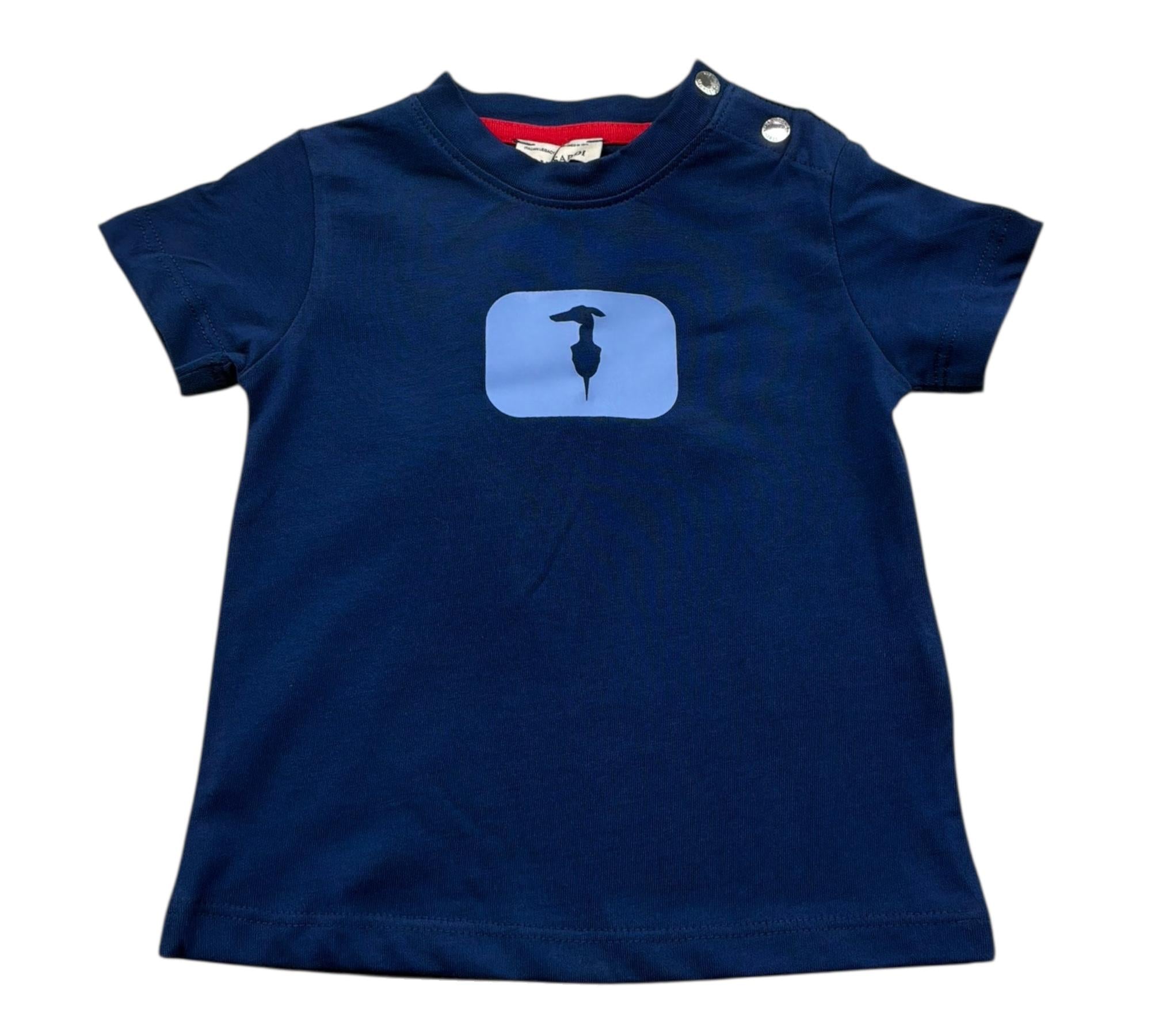 Trussardi T-Shirt Girocollo Tinta Unita con Stampa per Neonato TIP26093TS BLU TRUSSARDI 