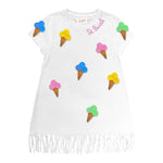 Saint Barth Abito Mezza Manica Tinta Unita con Ricami per Bambina ABBEY BIANCO SAINT BARTH 