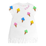 Saint Barth Abito Mezza Manica Tinta Unita con Ricami per Bambina ABBEY BIANCO SAINT BARTH 