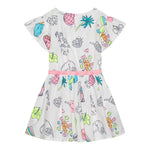 Billieblush Abito Mezza Manica Tinta Unita con Stampa per Bambina U21034J BIANCO BillIEBLUSH 