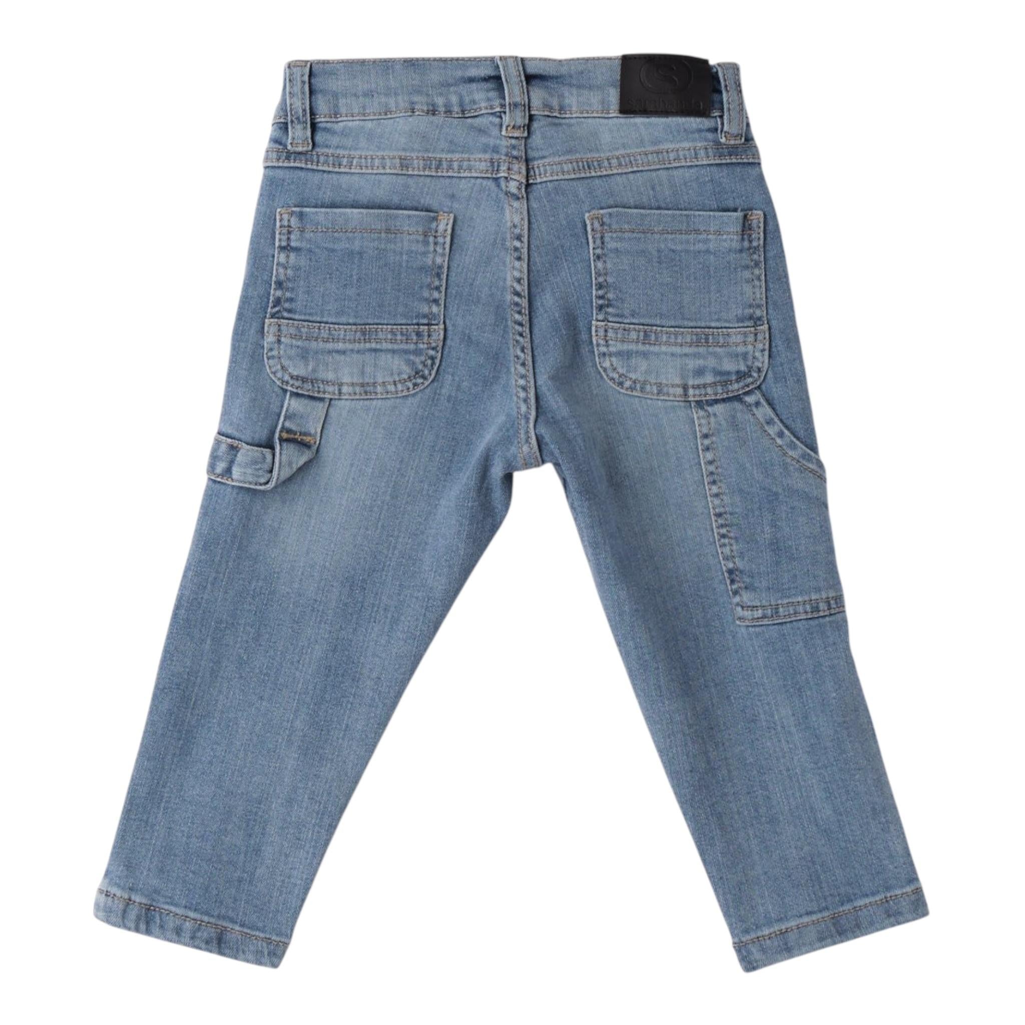 Sarabanda Jeans tinta unita con Stampa Azzurro per Bambino 0B032 AZZURRO SARABANDA 