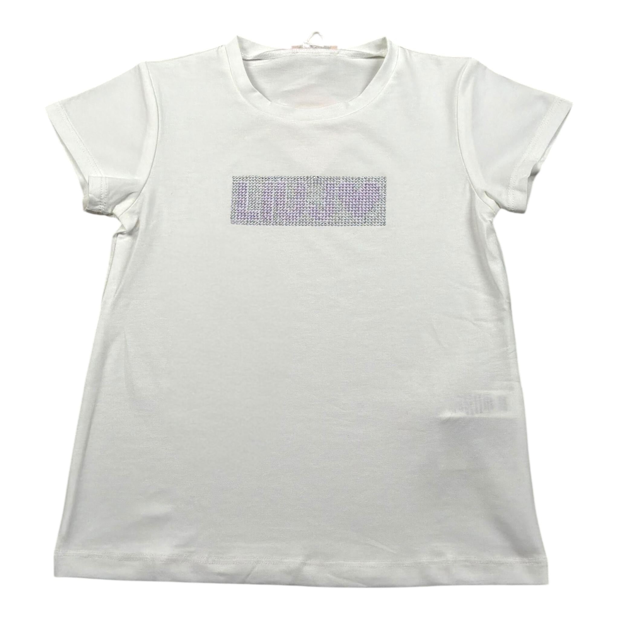 Liu Jo T-Shirt Tinta Unita con Brillantini per Neonata KA5095XXX BIANCO LIU JO 