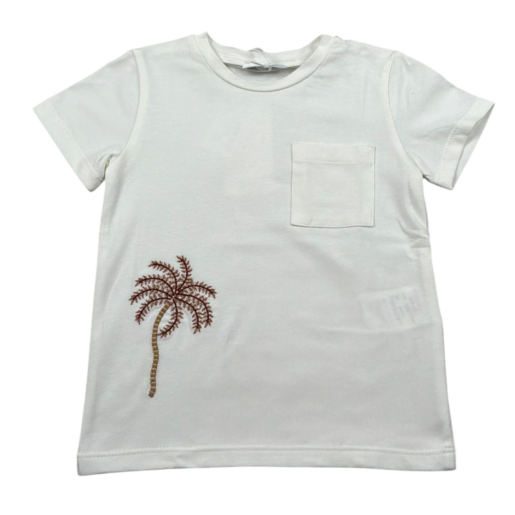 M+E' T-Shirt Girocollo Tinta Unita con Taschino per Bambino UEM0486 PANNA M+E' 