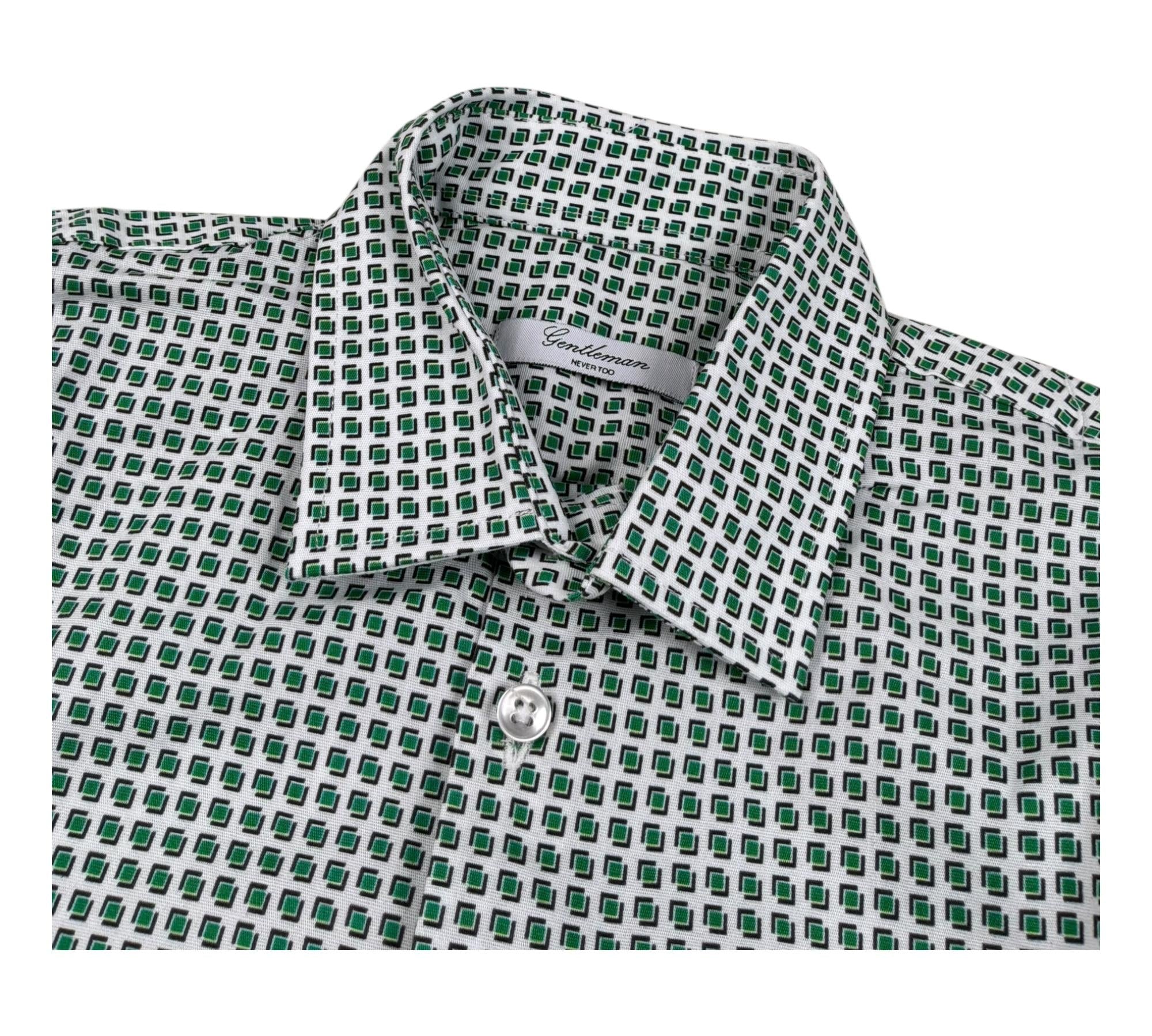 Never Too Camicia Manica Lunga Stampa Fantasia per Bambino GM2257R BIANCO/VERDE NEVER TOO 