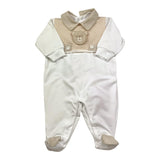 La Sartoria Dei Piccoli Tutina Bicolore con Stampa per Neonato LTB0051 BIANCO/BEIGE LA SARTORIA DEI PICCOLI 