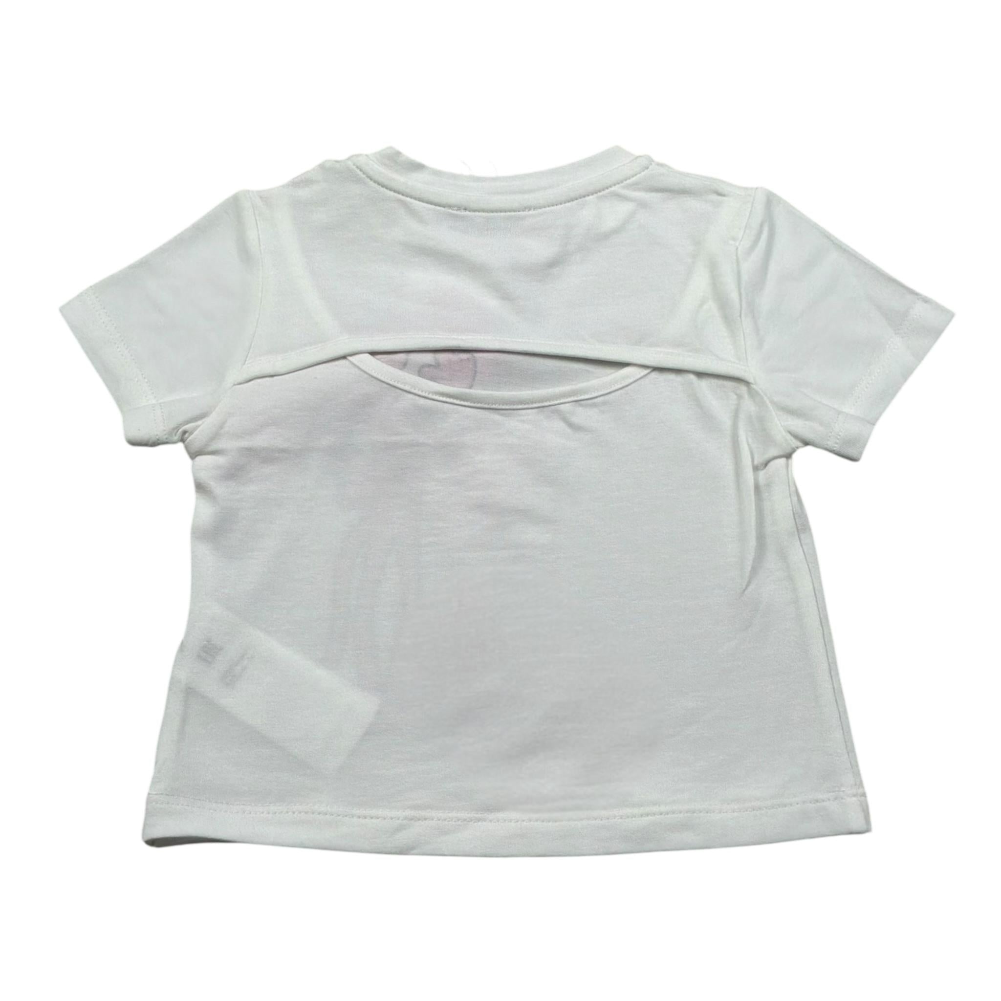 M+E' T-Shirt Girocollo Tinta Unita con Stampa per Bambina UE1389J BIANCO M+E' 