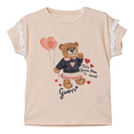 Guess T-Shirt Girocollo Tinta Unita con Stampa per Neonata K5RI12K6YW4X ROSA GUESS 