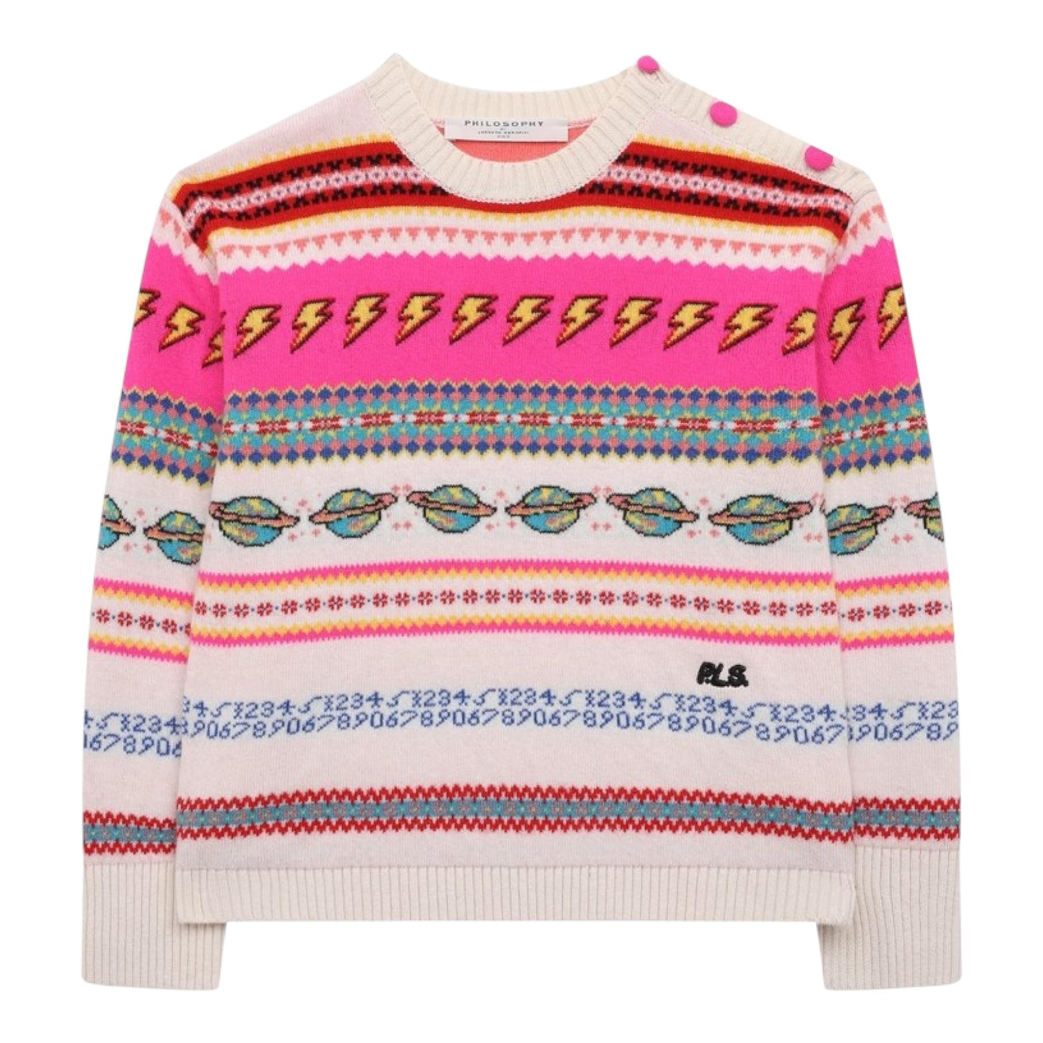 PHILOSOPHY maglia tinta unita con fantasia Bianco per Bambina PFMA006 BIANCO PHILOSOPHY 