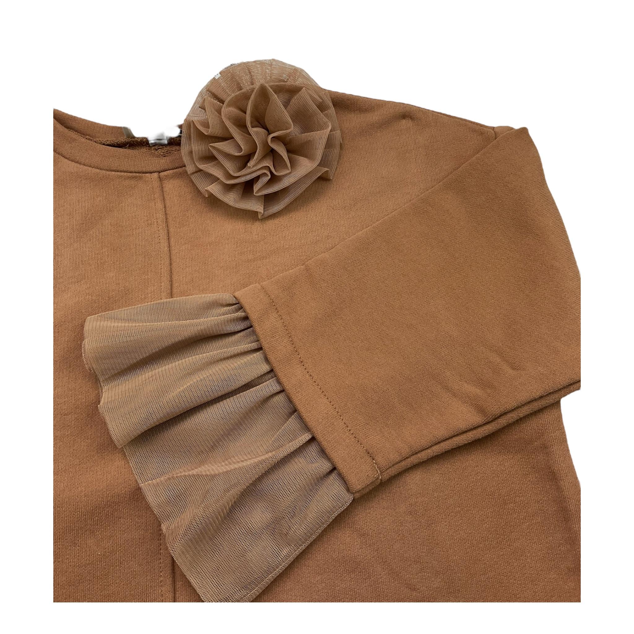 DIXIE felpa chiusa girocollo tinta unita con spille Marrone per Bambina LB17040G67 MARRONE DIXIE 