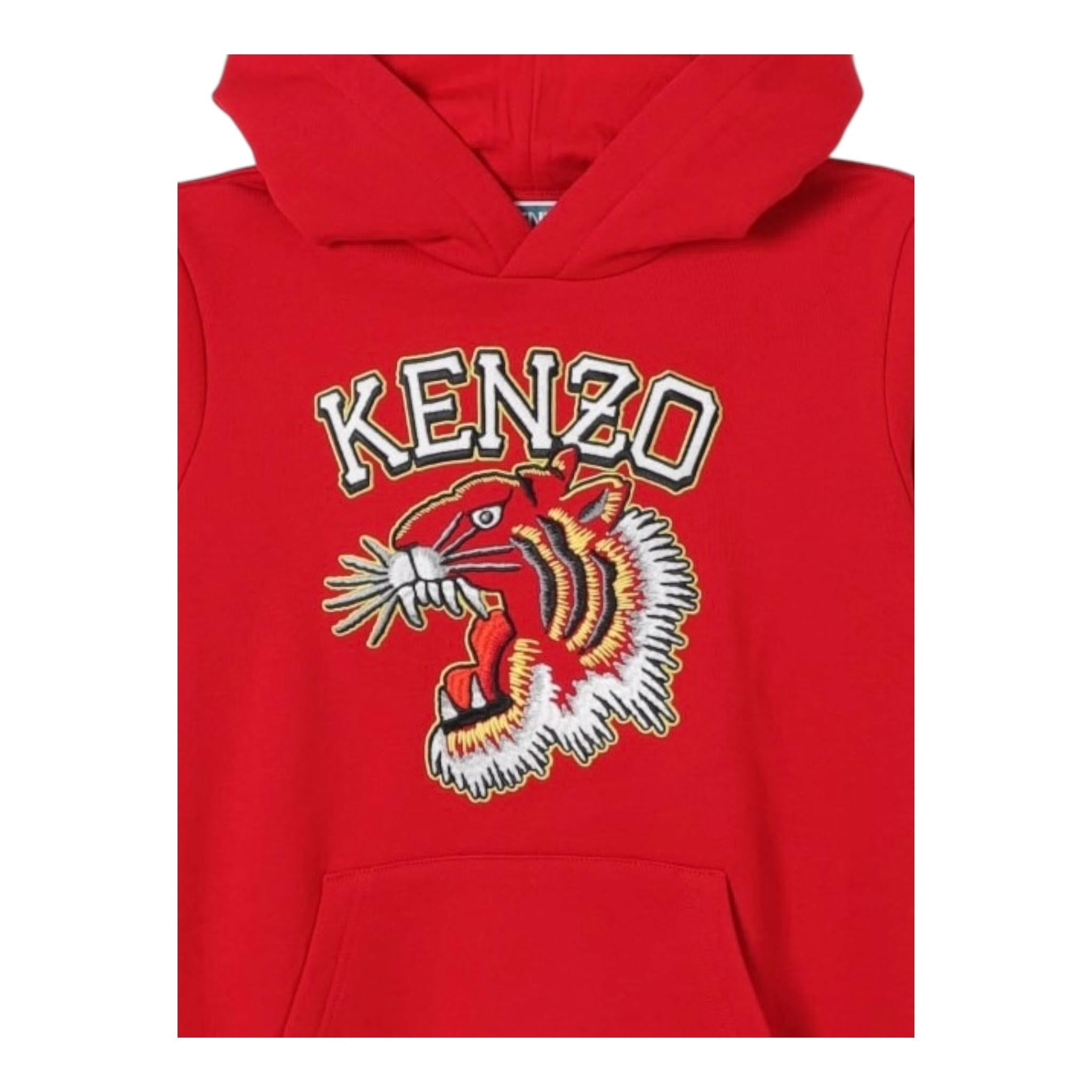 KENZO felpa tinta unita con cappuccio e stampa Rosso per Bambino K60767 ROSSO KENZO 