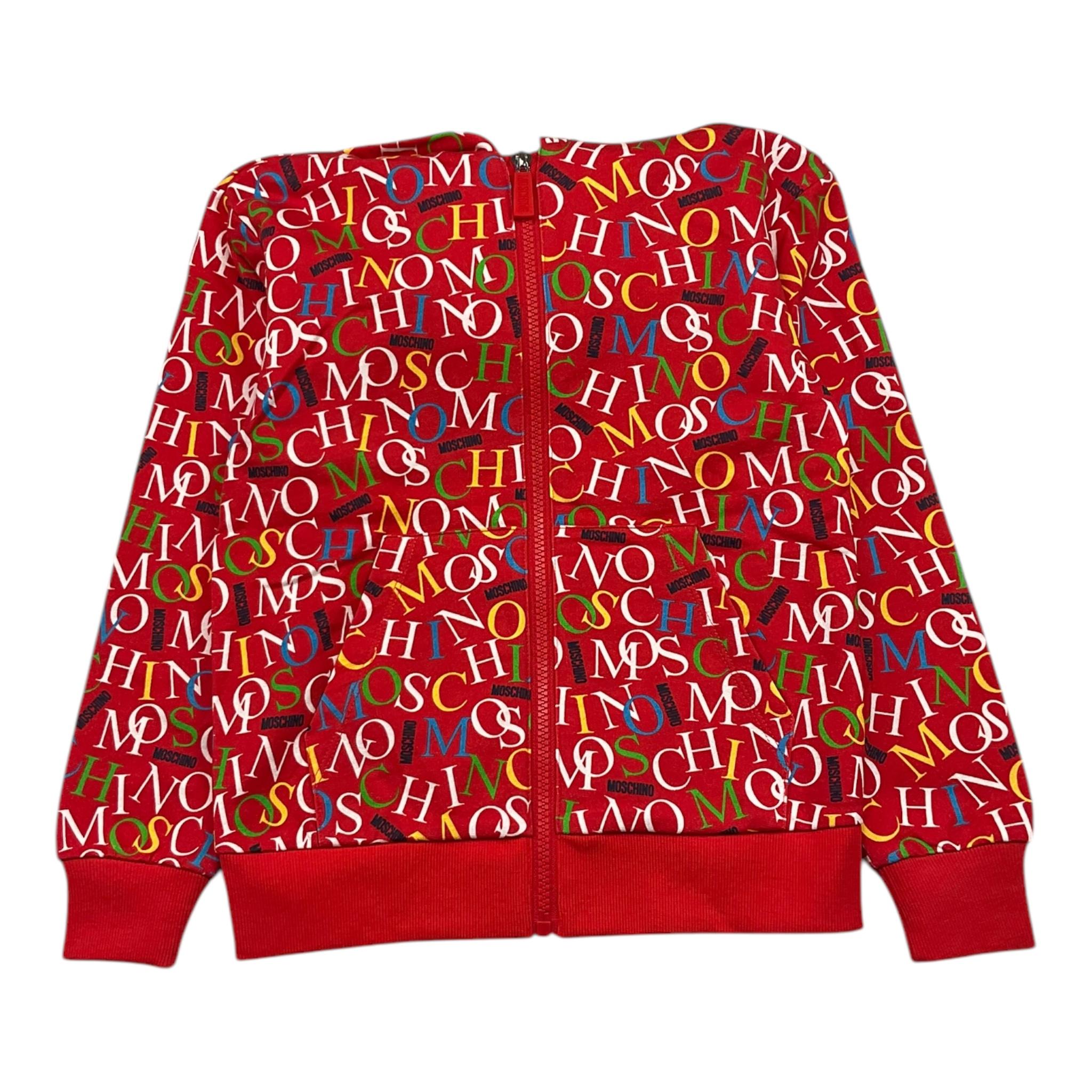 MOSCHINO felpa tinta unita con zip e cappuccio logata Rosso per Bambino HUF097 ROSSO MOSCHINO 