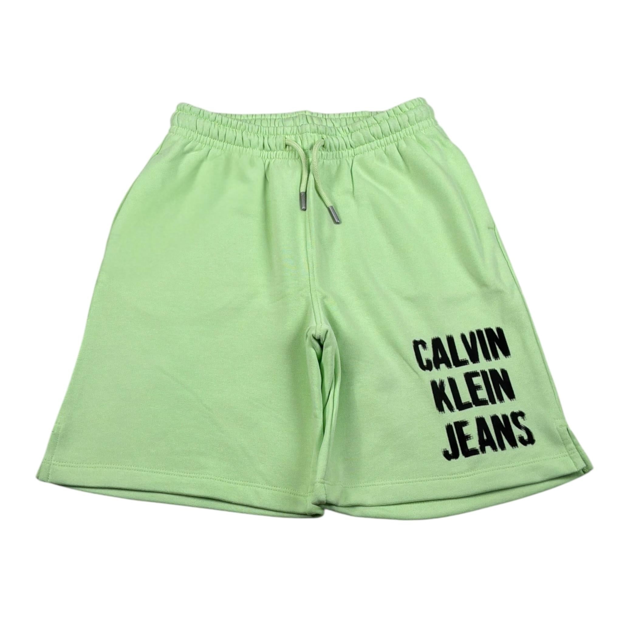 Calvin Klein Bermuda tinta unita con Stampa Verde per Bambino IB0IB01941T VERDE CALVIN KLEIN 