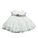 Amaya Abito Mezza Manica tinta unita con Tulle Bianco per Neonata 532215 BIANCO AMAYA 