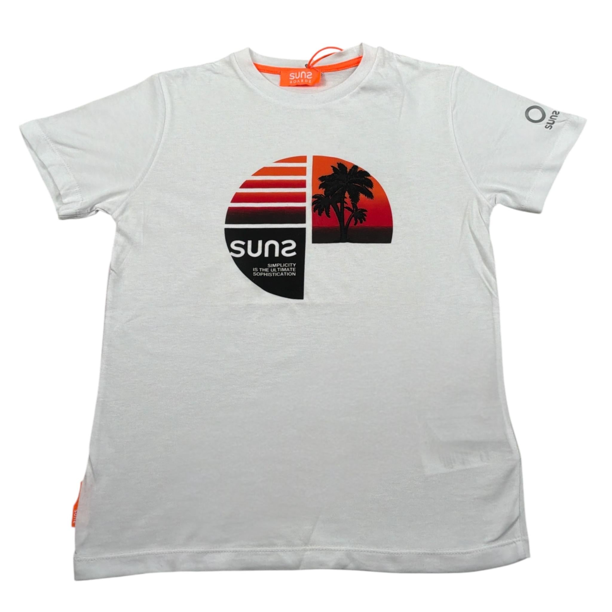 Suns T-Shirt Girocollo tinta unita con Logo Bianco per Bambino TSS123U BIANCO SUNS 