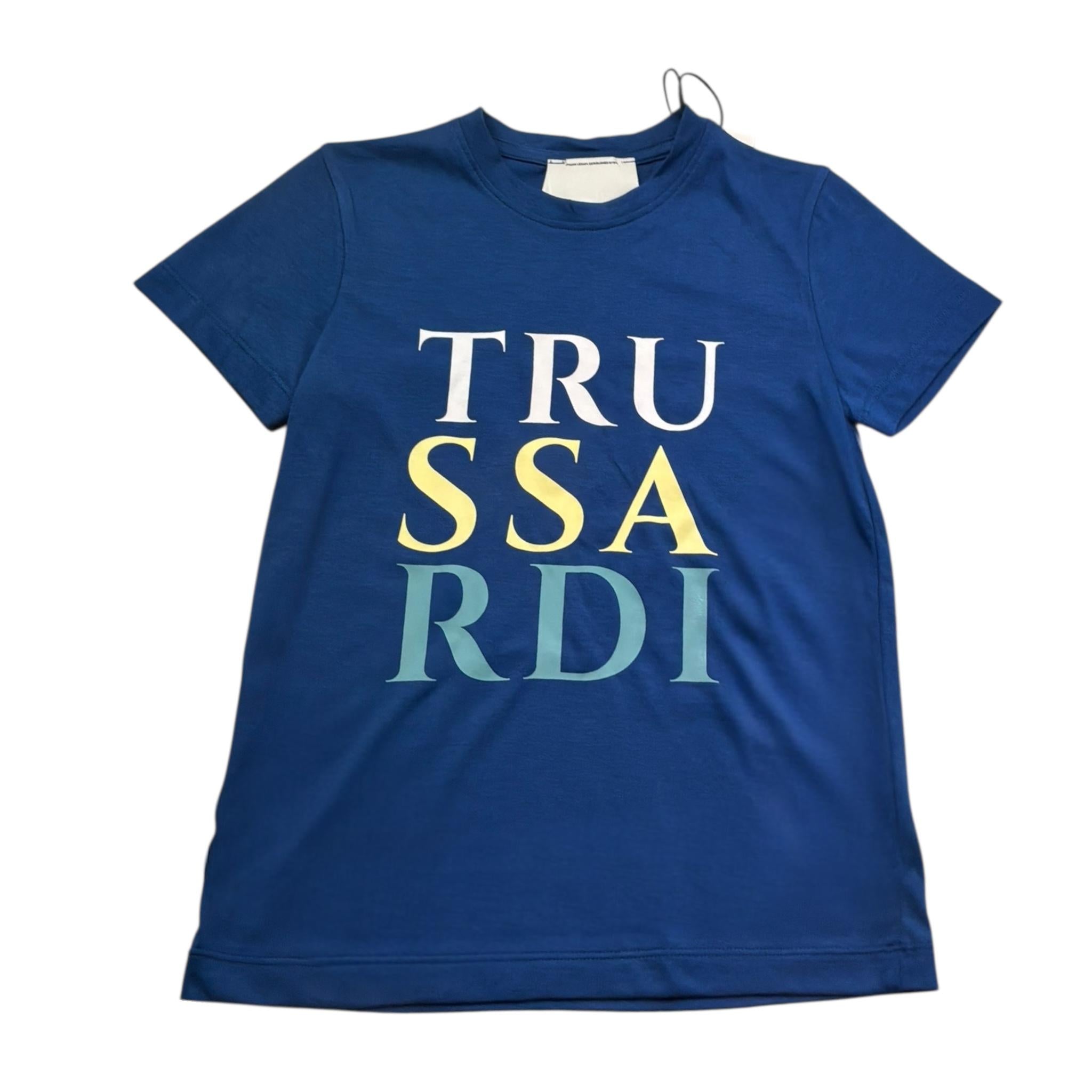 Trussardi T-Shirt Girocollo Tinta Unita con Stampa per Bambino TGP26007TS BLU TRUSSARDI 