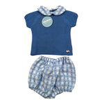 Juliana Completo 2 Pezzi T-Shirt In Maglia-Coulotte Blu per Neonato 25086 BLU JULIANA 