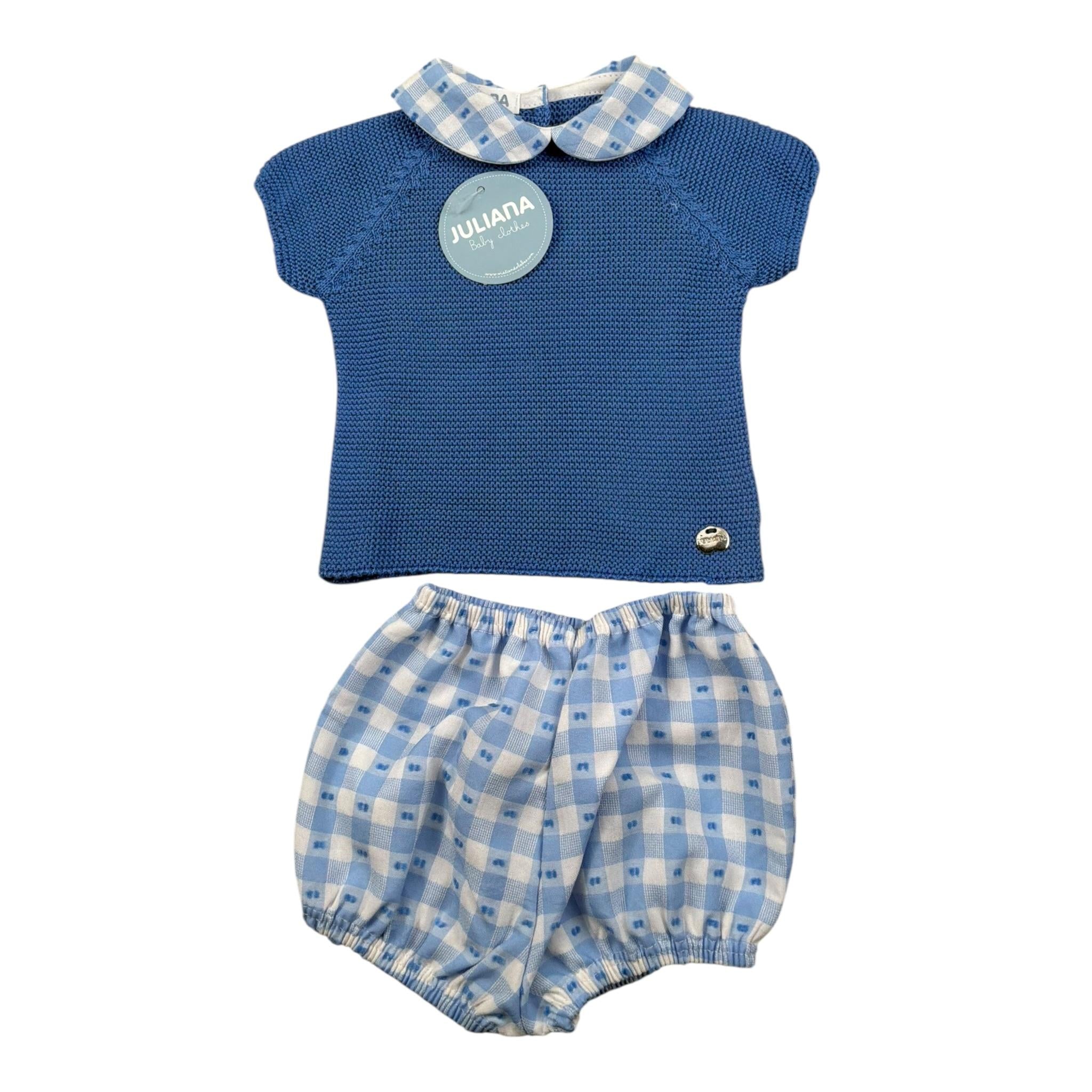 Juliana Completo 2 Pezzi T-Shirt In Maglia-Coulotte Blu per Neonato 25086 BLU JULIANA 