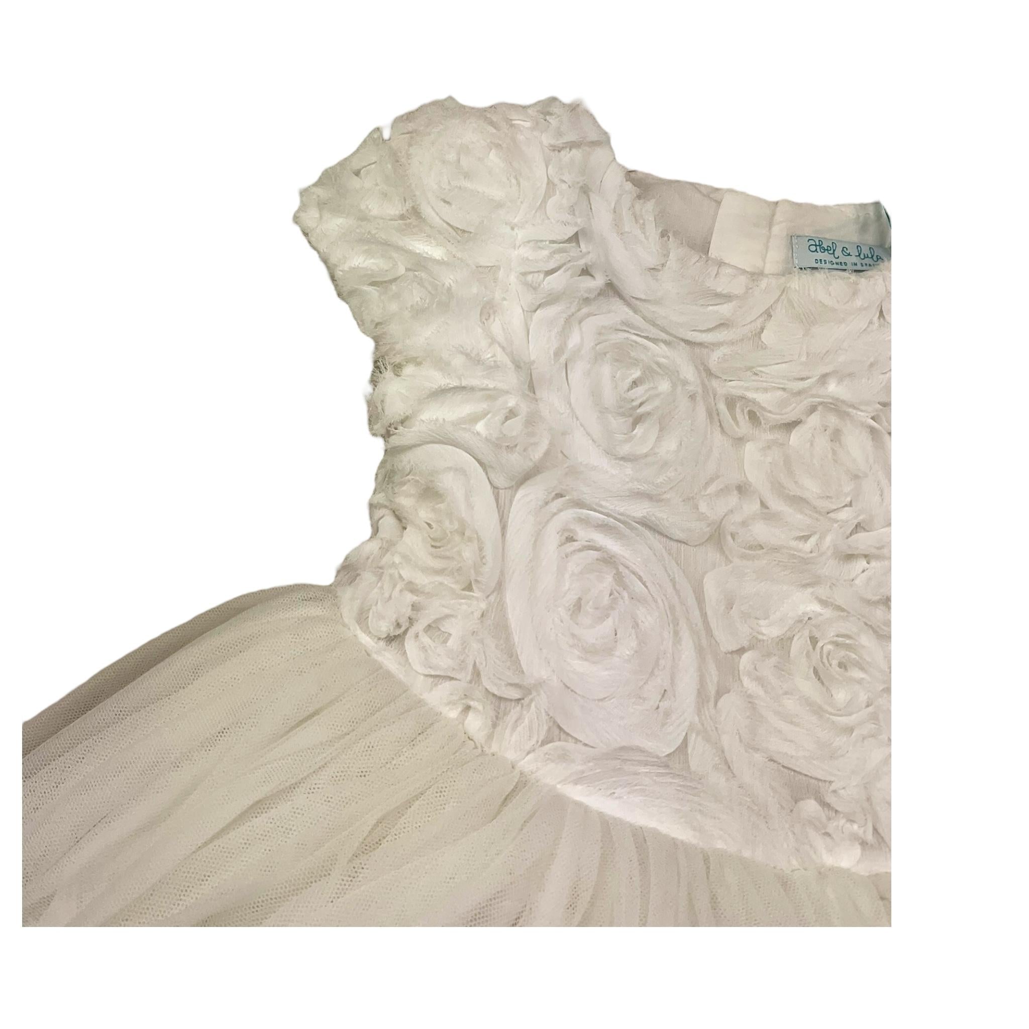 Abel & Lula Abito Mezza Manica Tinta Unita con Tulle per Bambina 5055 BIANCO ABEL & LULA 