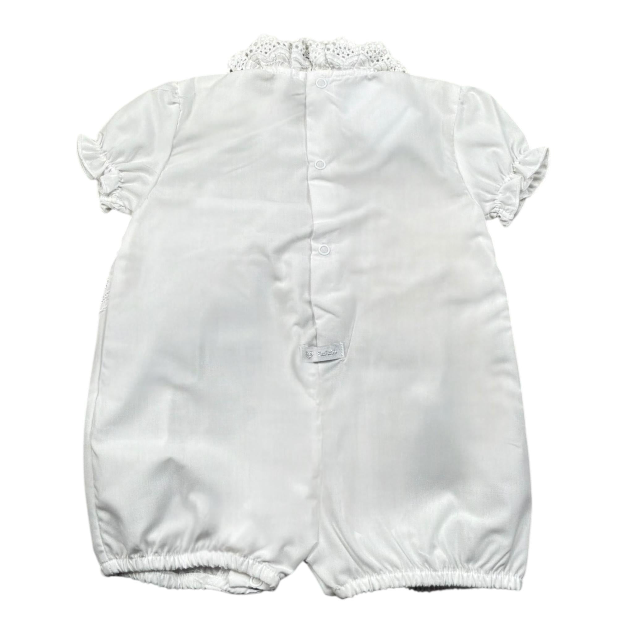 Nanan Pagliaccetto Tinta Unita con Ricami per Neonata E2049403B BIANCO NANAN 