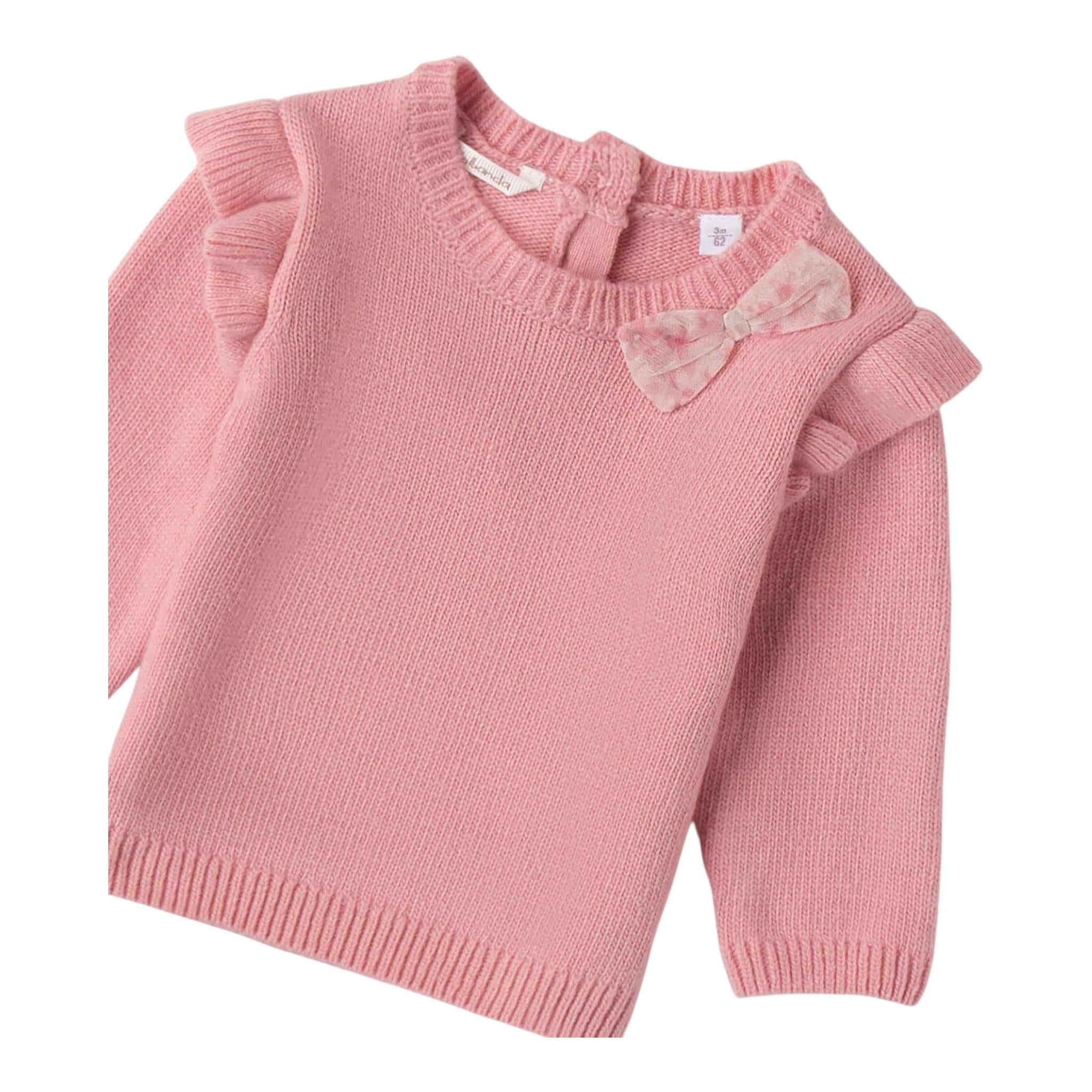 MINI BANDA maglia girocollo tinta unita con fiocco Rosa per Neonata 3A744X ROSA MINI BANDA 