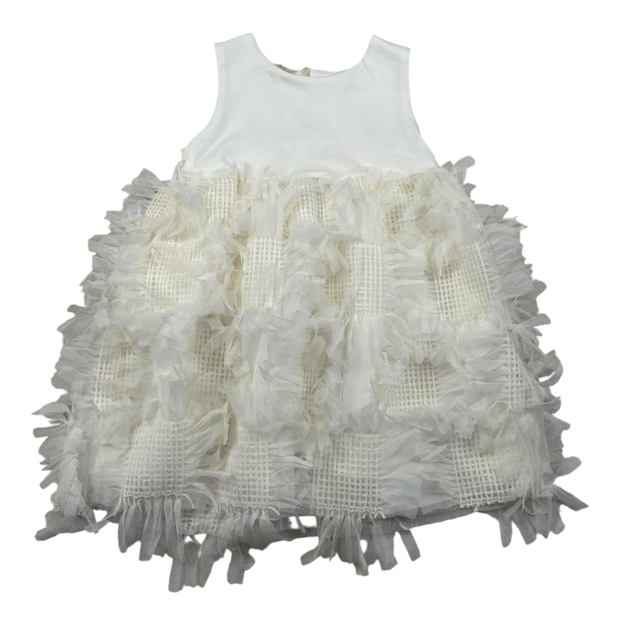 Please Abito Giromanica Tinta Unita con Tulle per Neonata AB26290G73 PANNA PLEASE 