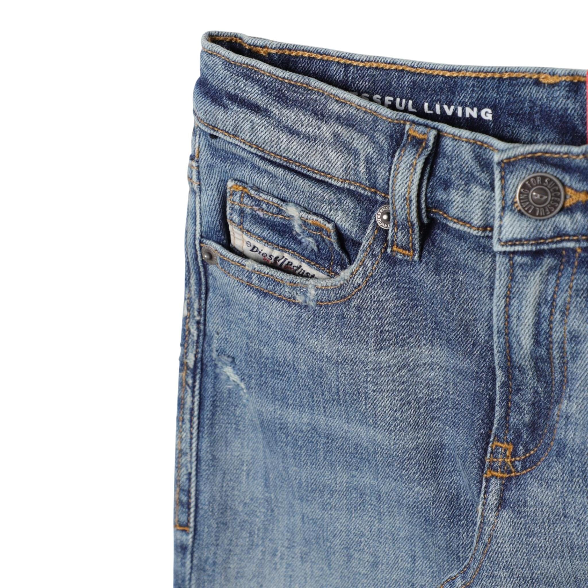 Diesel Jeans tinta unita con Girovita Regolabile Azzurro per Bambino J00809X AZZURRO DIESEL 