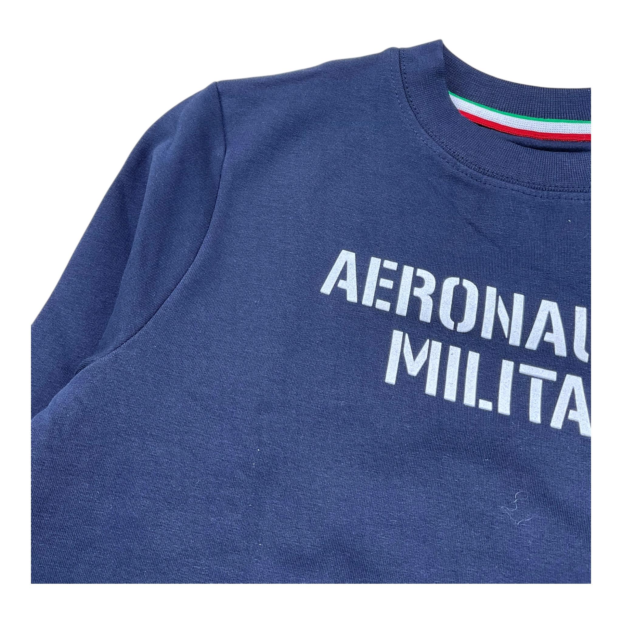 Aeronautica Militare Felpa Chiusa Girocollo Tinta Unita con Stampa Logo per Bambino 251FE0027AJ BLU AERONAUTICA MILITARE 