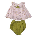 La Stupenderia Completo 2 Pezzi Camicia-Coulotte Bicolore per Neonata TBCT52 ROSA/VERDE LA STUPENDERIA 