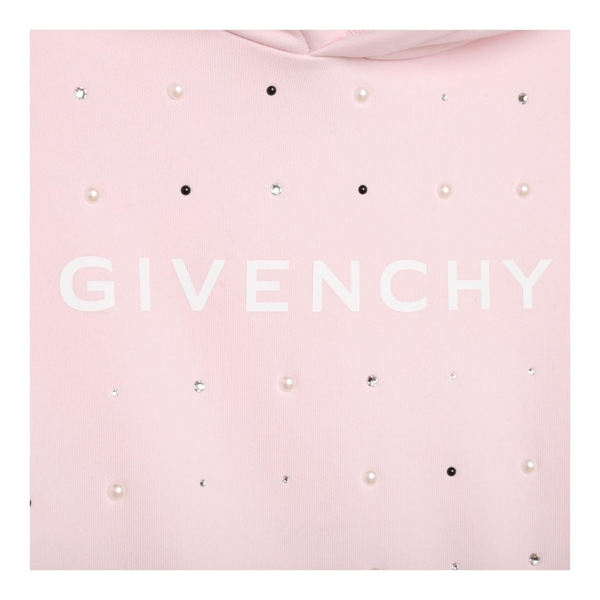 Givenchy Felpa Tinta Unita con Cappuccio per Bambina H15351 ROSA GIVENCHY 