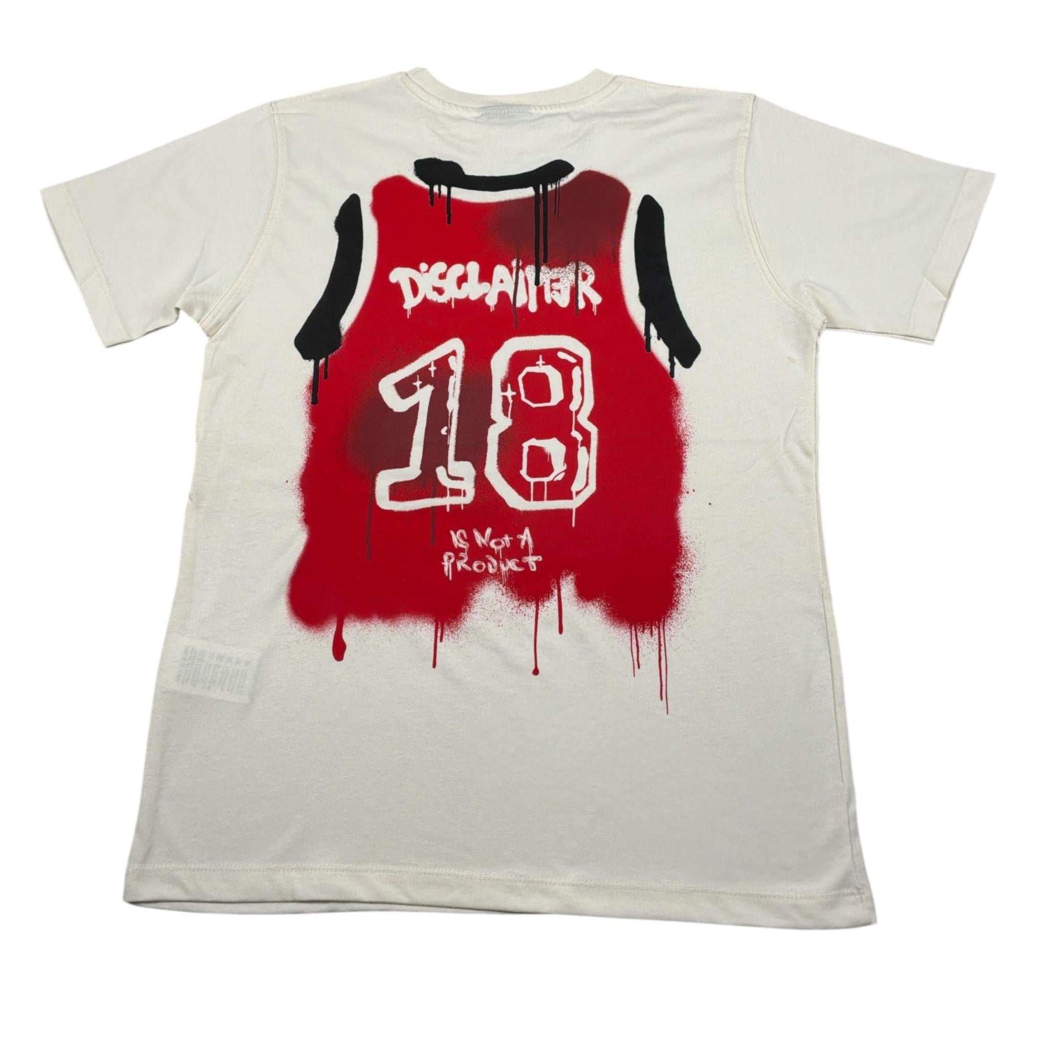 Disclaimer T-Shirt Girocollo Tinta Uita con Stampa Panna per Bambino 24IDK58235 PANNA DISCLAIMER 
