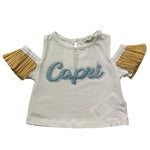 Miss Grant T-Shirt Girocollo Tinta Unita con Scollo Sulle Spalle E Maniche In Paglia per Neonata MG1328N BIANCO MISS GRANT 