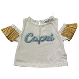 Miss Grant T-Shirt Girocollo Tinta Unita con Scollo Sulle Spalle E Maniche In Paglia per Neonata MG1328N BIANCO MISS GRANT 