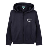 Kenzo Felpa con Zip E Cappuccio Tinta Unita con Logo per Bambino K61190 BLU KENZO 