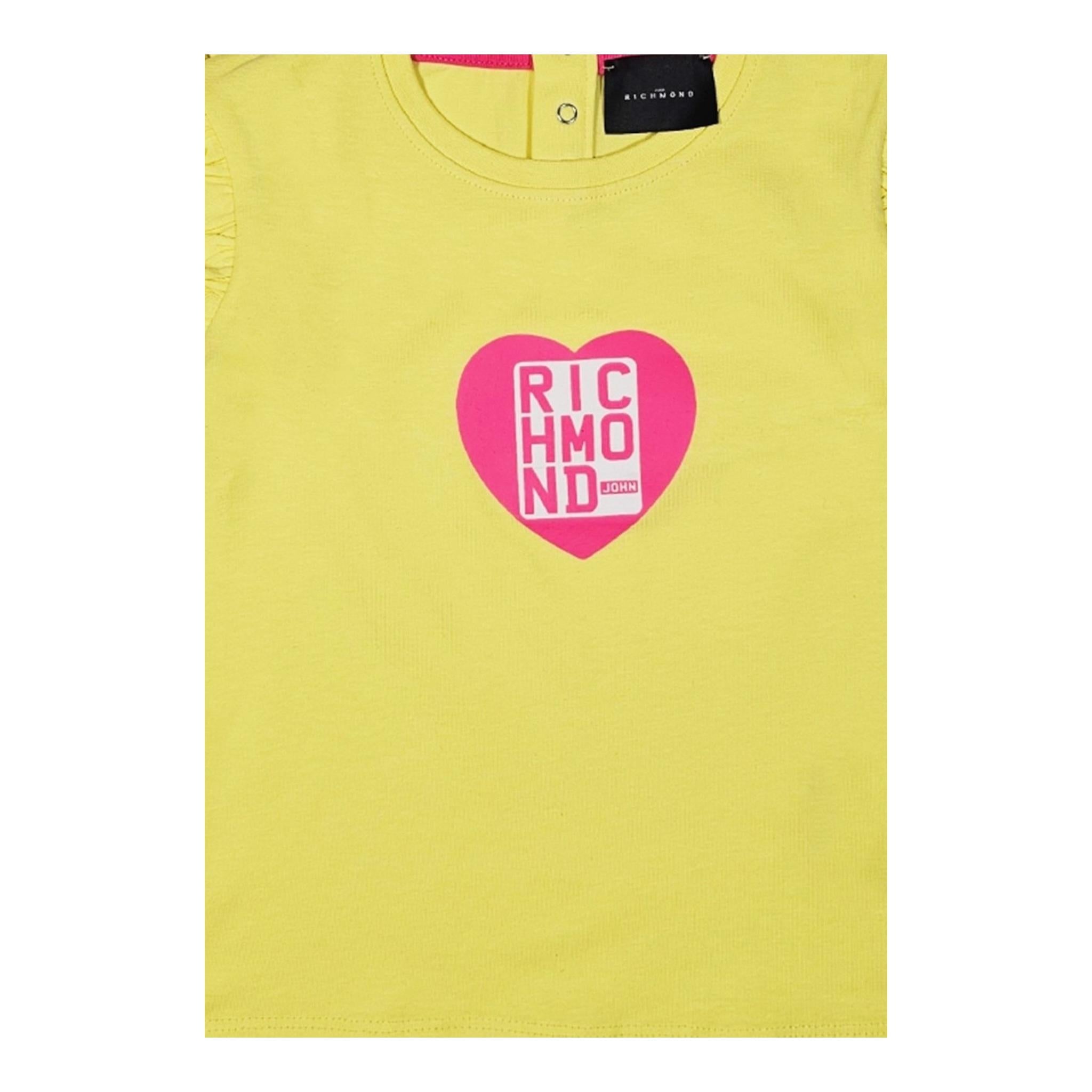 John Richmond T-Shirt Girocollo Tinta Unita con Stampa per Neonata RISP24037TS GIALLO JOHN RICHMOND 