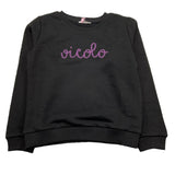 Vicolo Felpa Chiusa Girocollo Tinta Unita con Logo per Bambina 3141F0759 NERO VICOLO 
