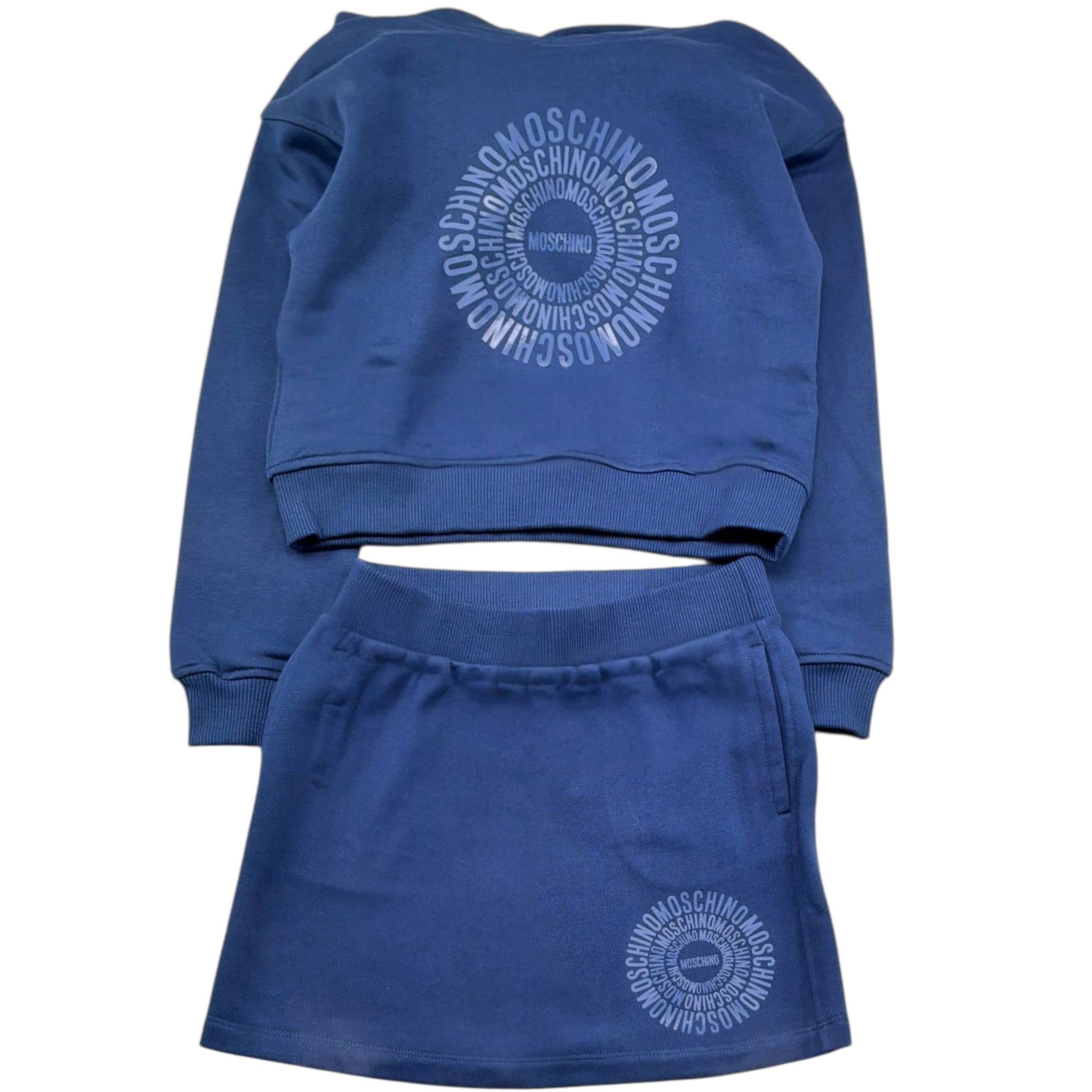 Moschino Completo 2 Pezzi Felpa-Gonna Tinta Unita per Bambina HDG01Q BLU MOSCHINO 
