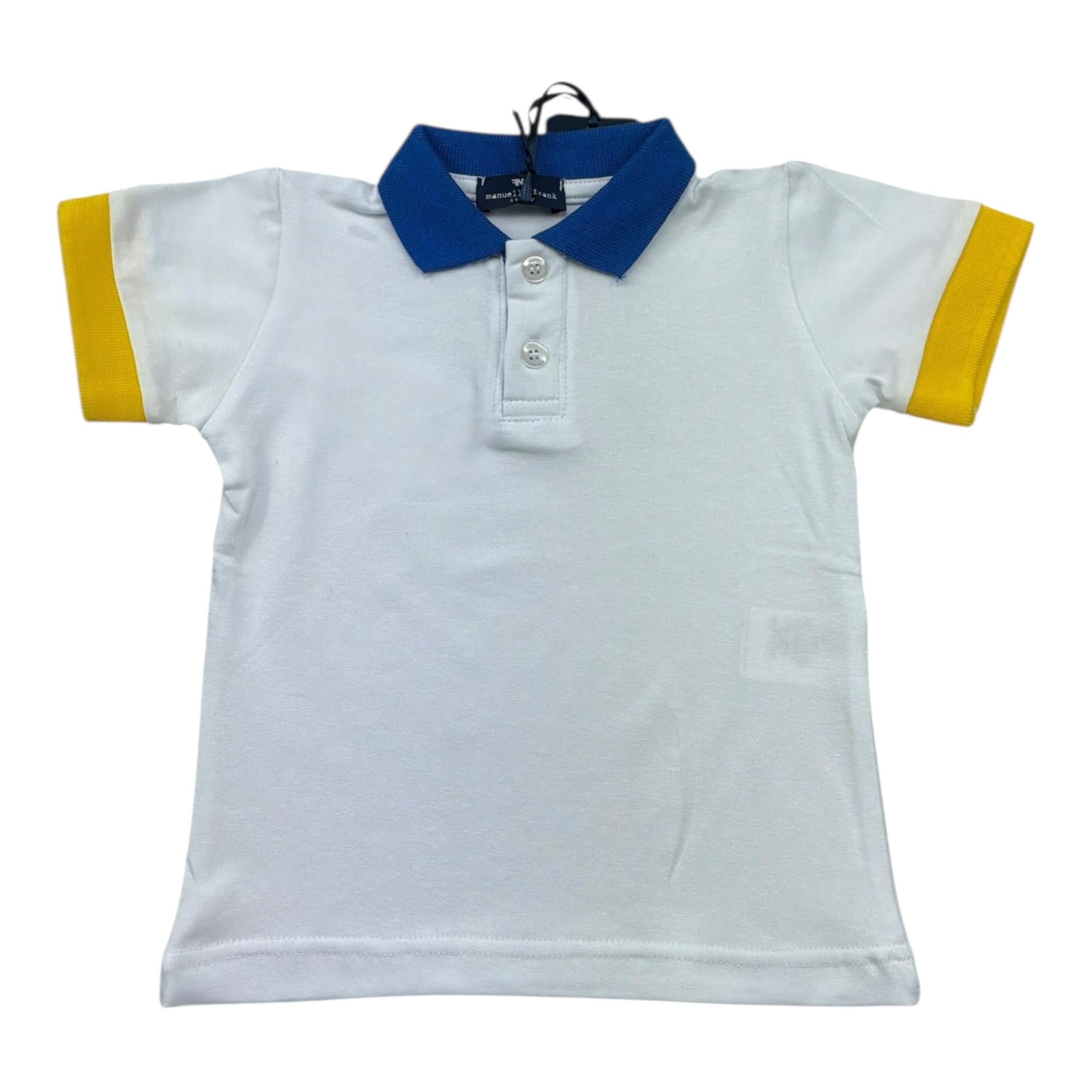 Manuel & Frank Polo Mezza Manica Tinta Unita con Colletto In Contrasto per Neonato MF7338BN BIANCO MANUEL & FRANK 