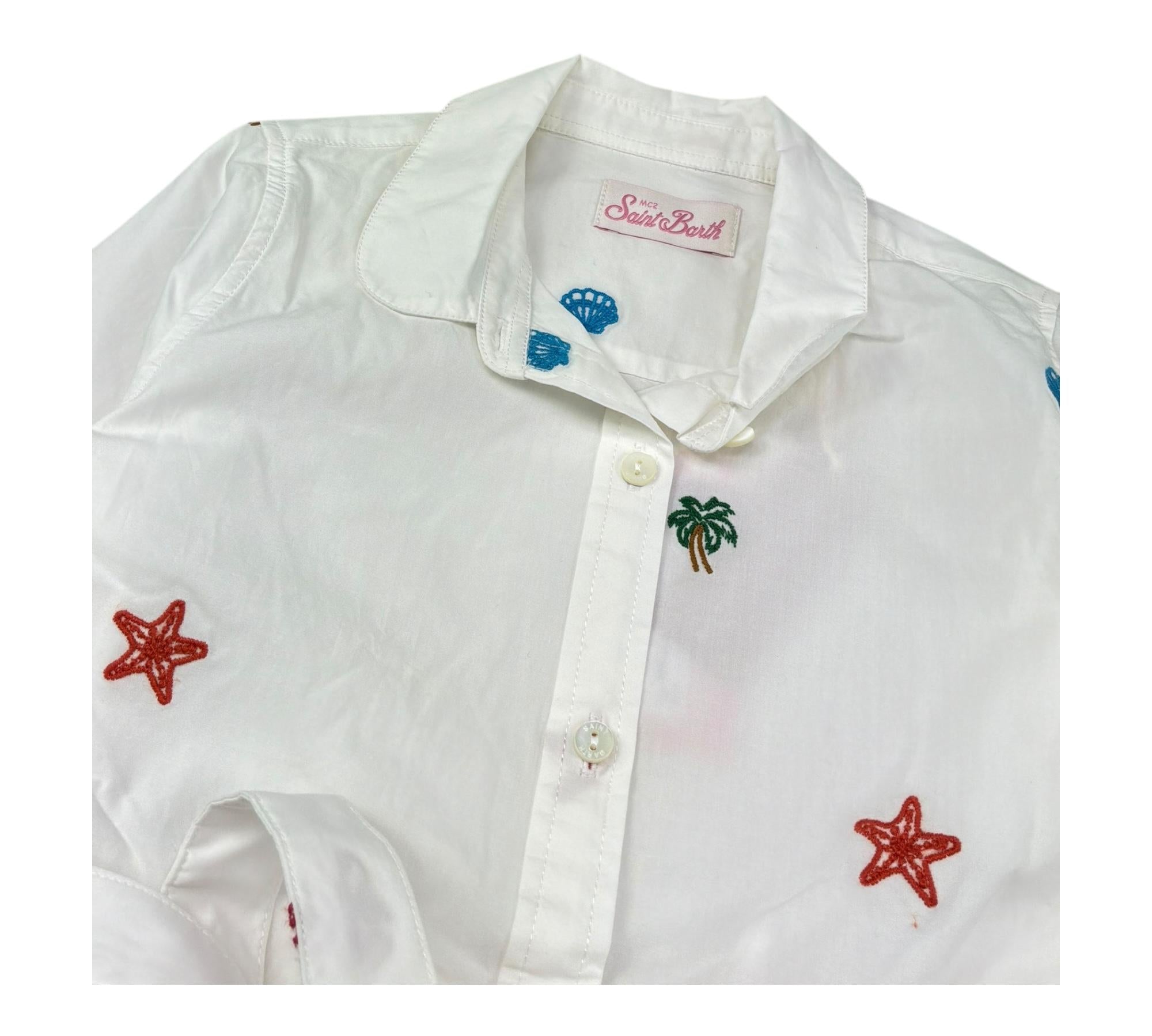 Saint Barth Abito Manica Lunga Tinta Unita con Ricami per Bambina PHILPA BIANCO SAINT BARTH 