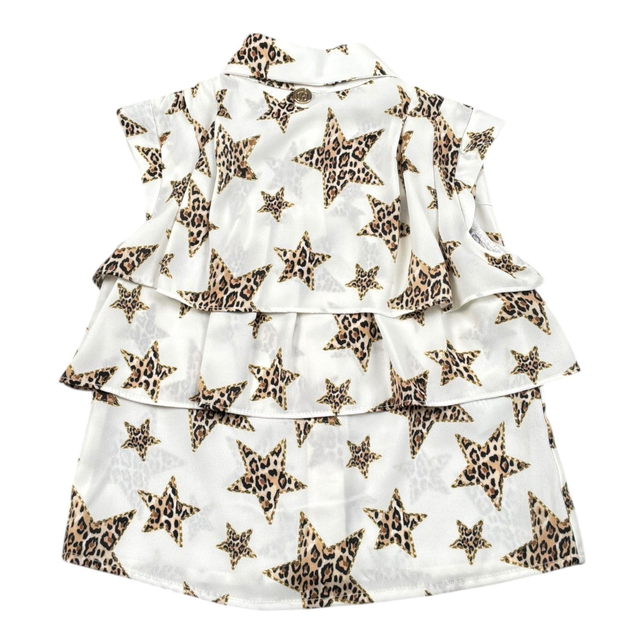 Relish Camicia Tinta Unita con Fantasia Stelle per Bambina 18656 PANNA RELISH 