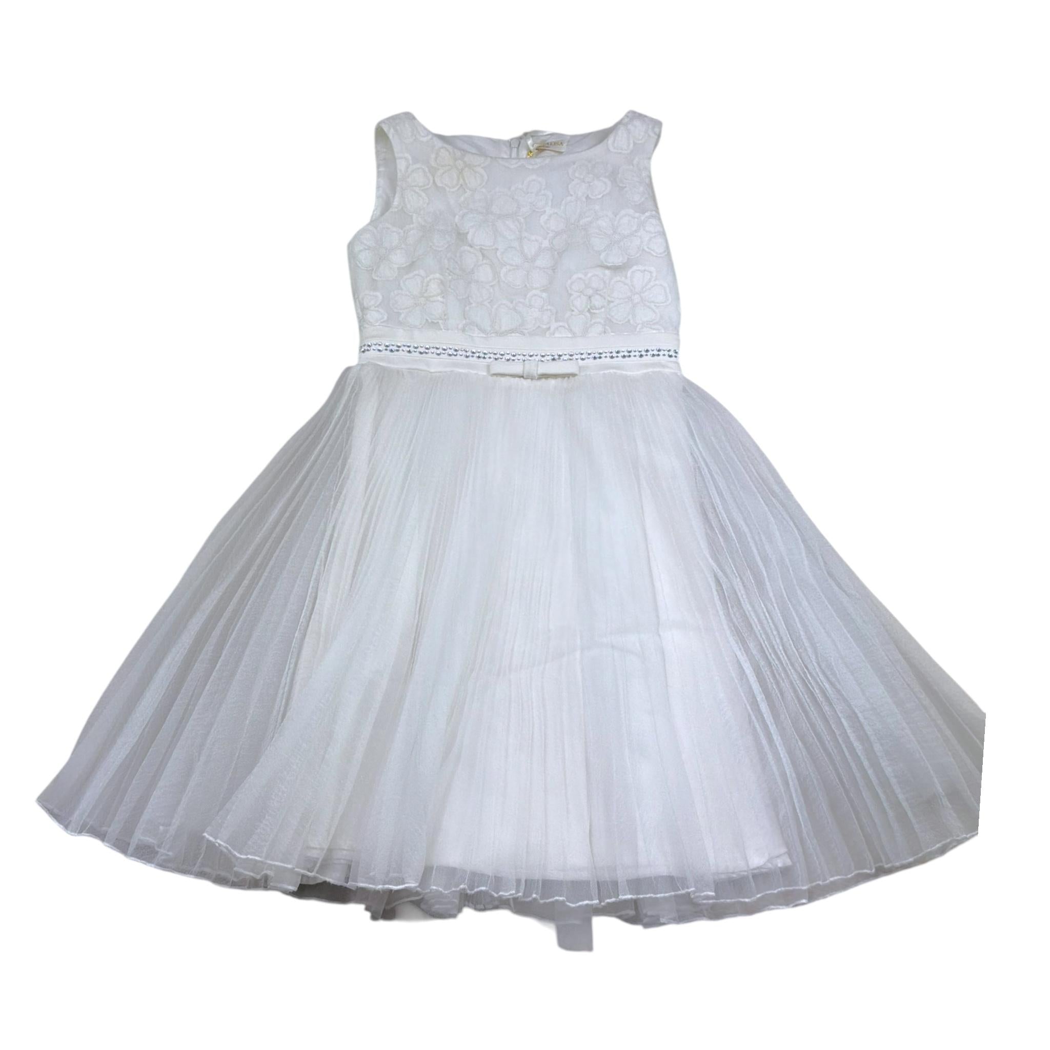 Monnalisa Abito Cerimonia Tinta Unita con Ricami per Bambina 799901 PANNA MONNALISA 