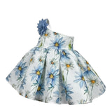 Meilisa Bai Abito Monospalla Tinta Unita con Stampe Floreale per Neonata FL6270N BIANCO MEILISA BAI 