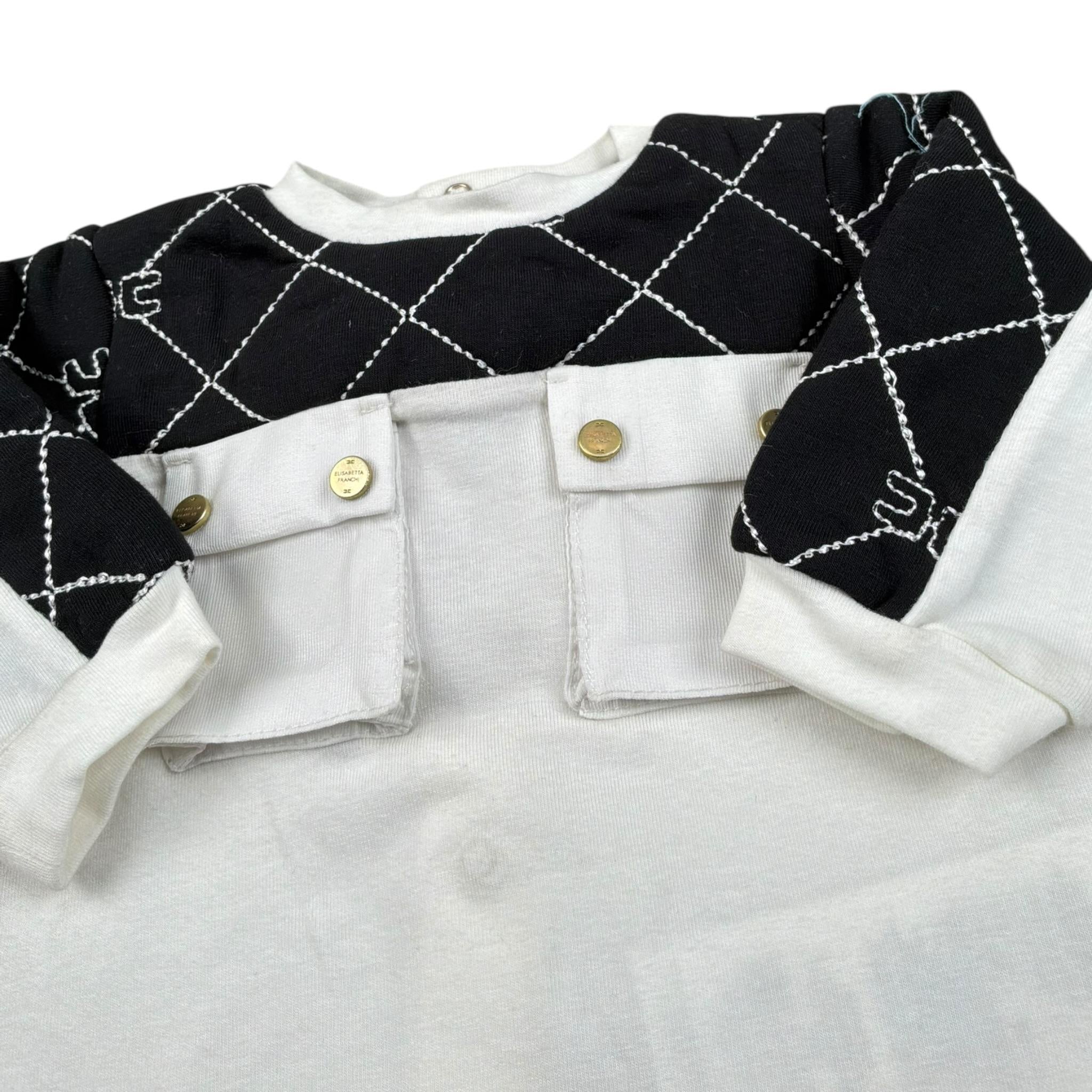 Elisabetta Franchi Tutina Bicolore con Taschini per Neonata ENTU097 BIANCO/NERO ELISABETTA FRANCHI 